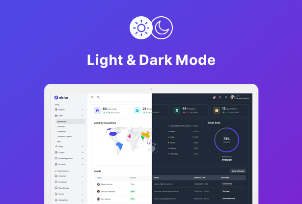 Elstar - React Tailwind Admin Template dark & light  mode